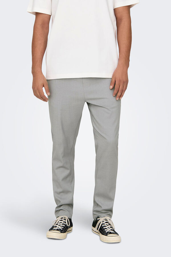 Only & Sons Cal&ccedil;as fluidas bainha ajustada cinzento
