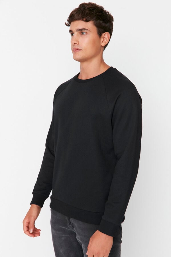 Trendyol Sweatshirt normal sem capuz  preto