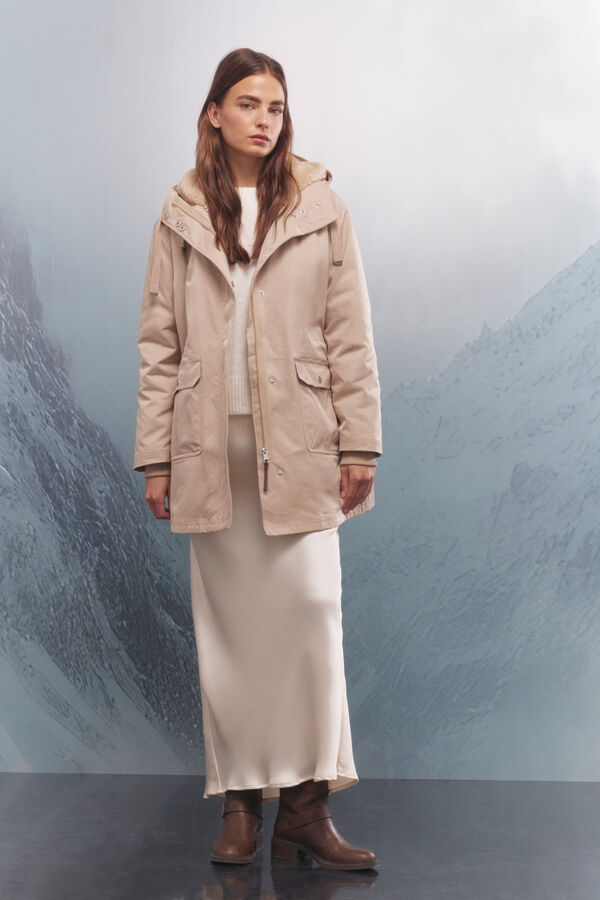 Springfield Parka capucha 2 en 1 repelente al agua beige
