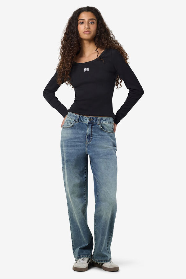 Noisy May camiseta basica manga larga negro