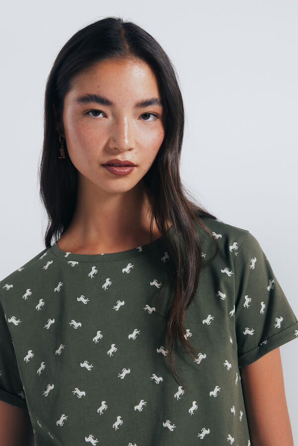 Springfield Camiseta estampada motivos pequeños verde