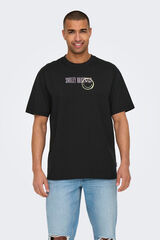 Only & Sons Camiseta de manga corta y dibujo frontal negro