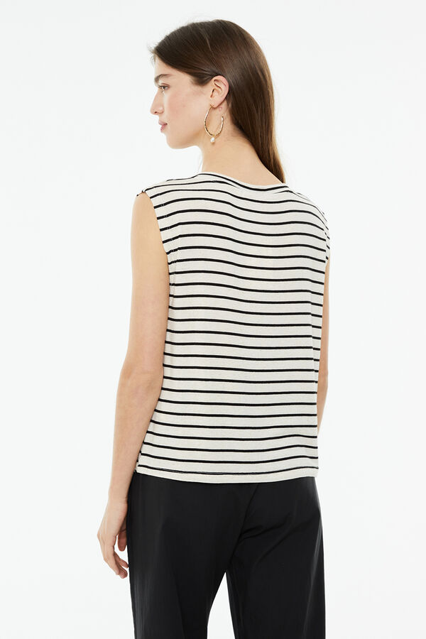 System Action Top de rayas sin mangas negro