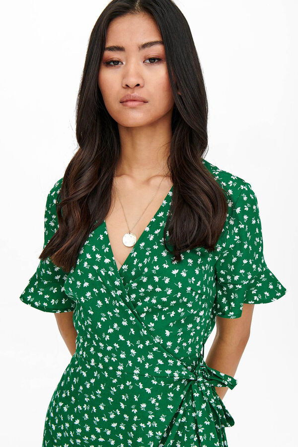 Only Vestido curto cruzado verde