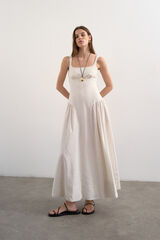 Topshop Vestido comprido de al&ccedil;as bege