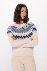 Springfield Su&eacute;ter com bordas em jacquard azul bege