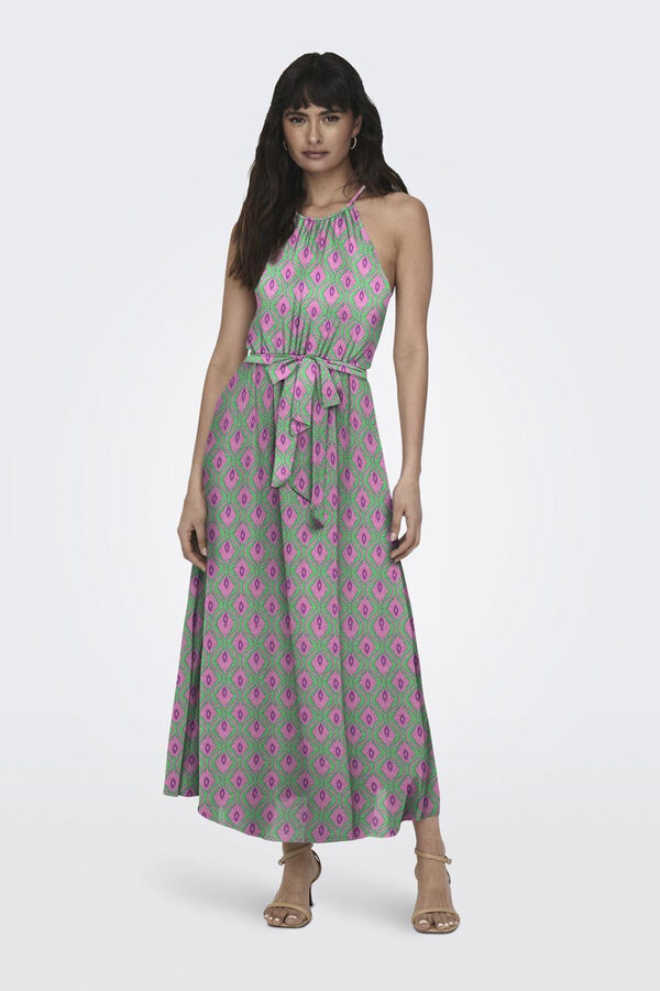 Only Vestido largo cuello halter verde