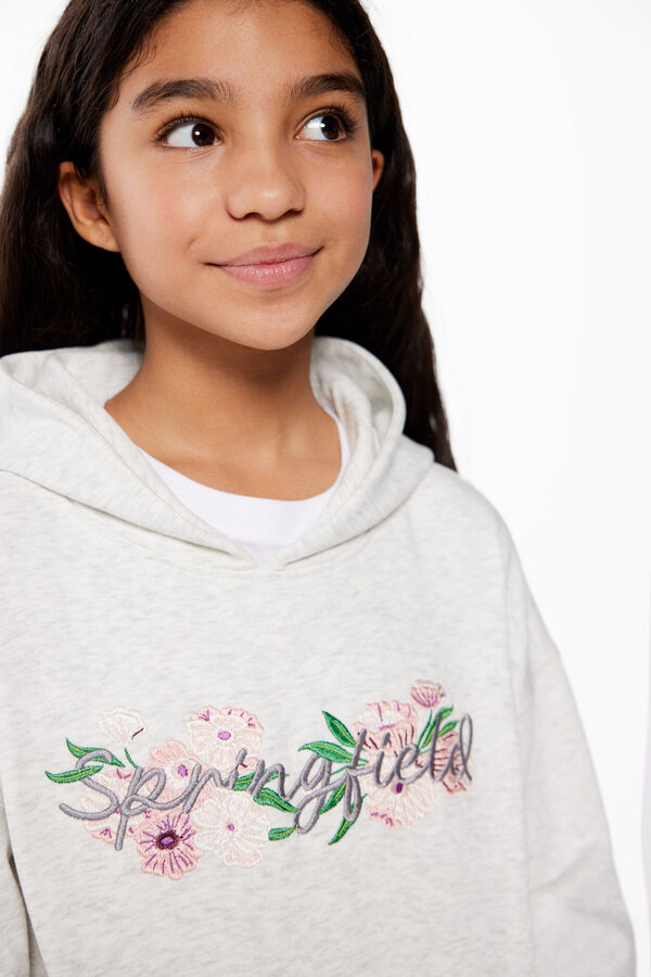 Springfield Kids Sweatshirt capuz flores menina cinzento