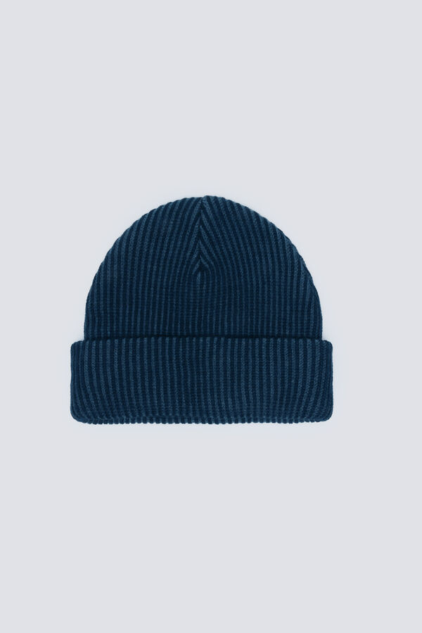Springfield Gorro beanie en rib bicolor azul