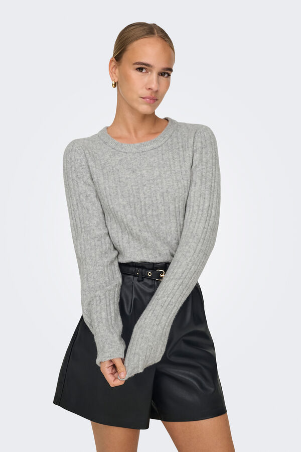 Only Camisola de malha canelada cinzento