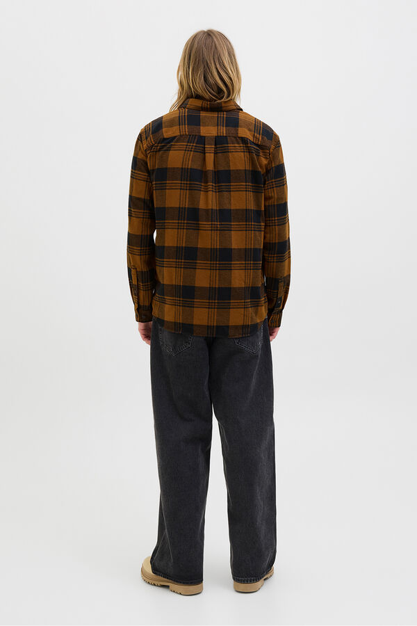 Jack & Jones Camisa regular fit cuadros marr&oacute;n