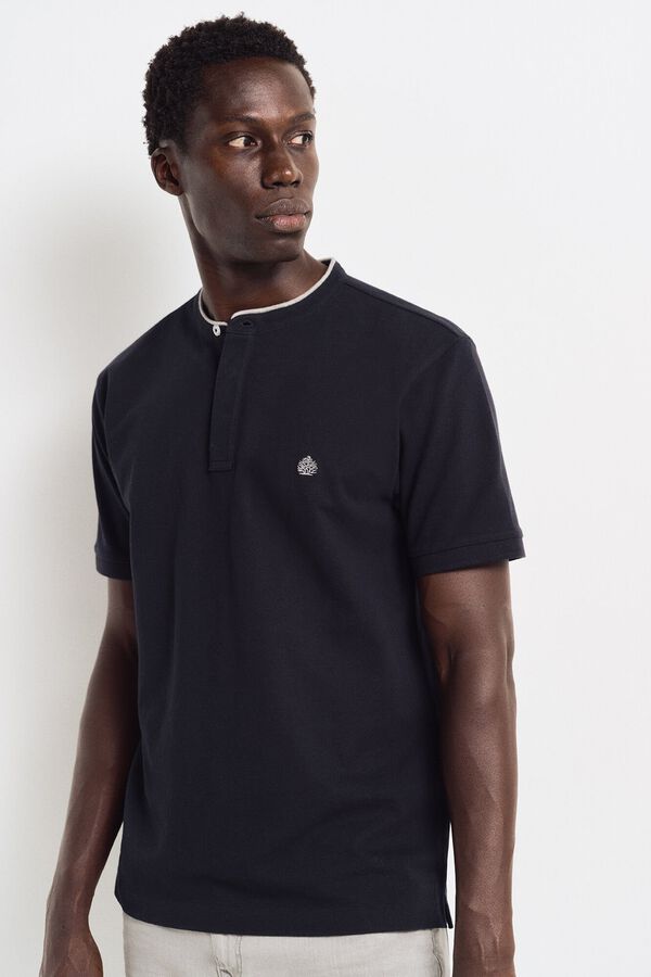 Springfield Polo piqu&eacute; cuello mao slim fit azul