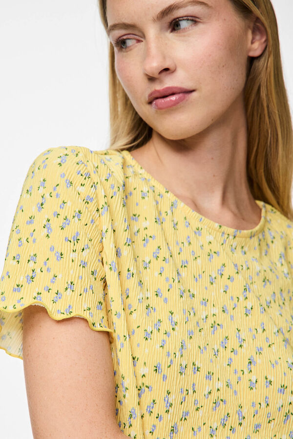 Pieces T-shirt de manga curta amarelo