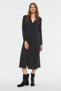 System Action Vestido midi canelado com gola polo