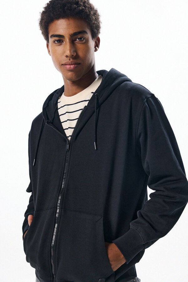 Springfield Sweatshirt b&aacute;sica com fecho-&eacute;clair preto