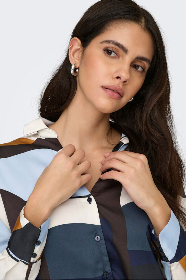 Only Camisa estampado geom&eacute;trico azul