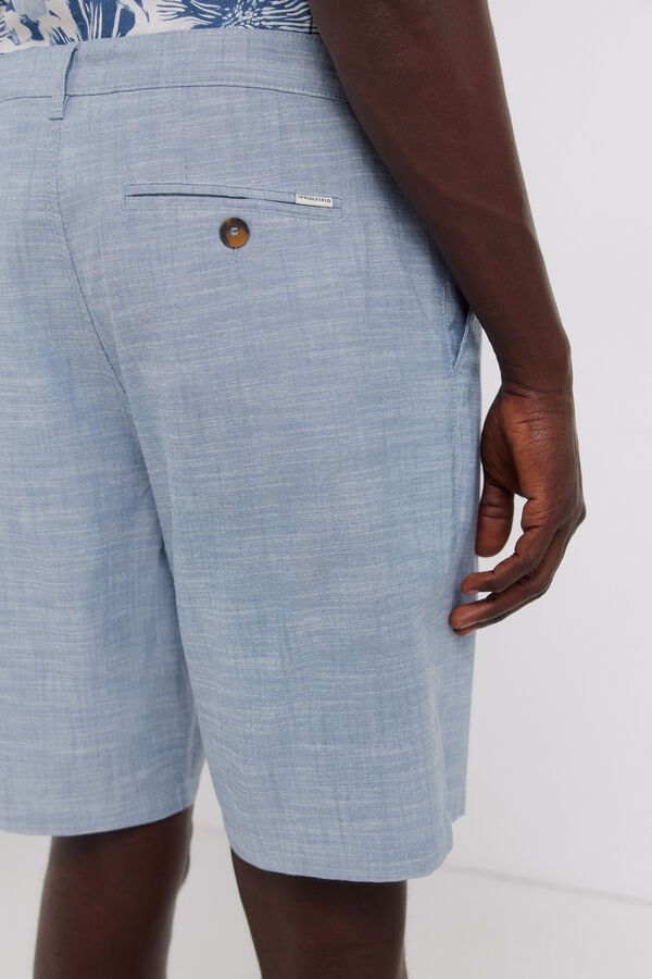 Springfield Bermuda chambray comfort slim fit azul