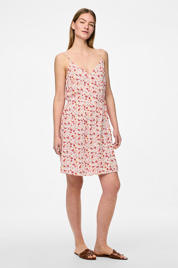 Pieces Vestido midi de tirantes blanco