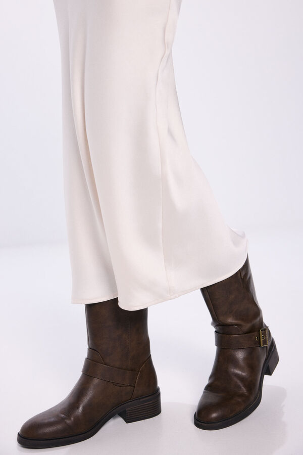 Springfield Falda midi satinada beige