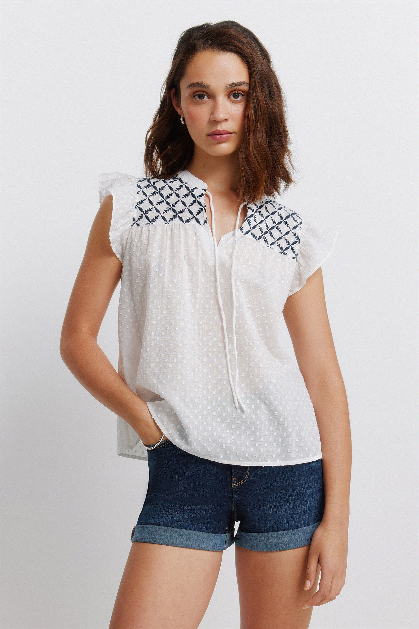 Springfield Blusa volantes plumeti