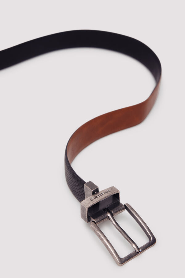 Springfield Cintur&oacute;n reversible microperforado negro