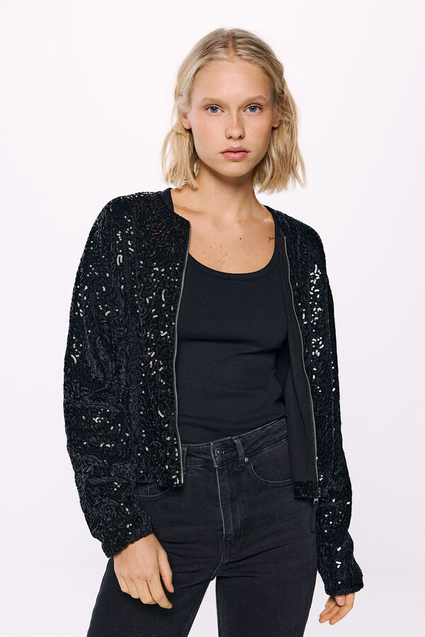 Springfield Bomber lentejuelas negro