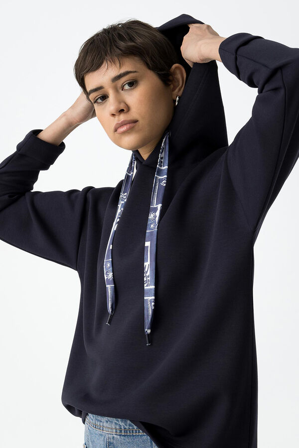 Tiffosi Moletom com capuz estampado com cord&atilde;o azul