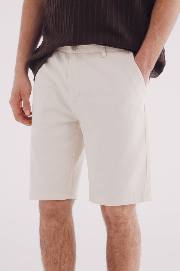 Springfield Bermuda espiga algodón slim fit blanco