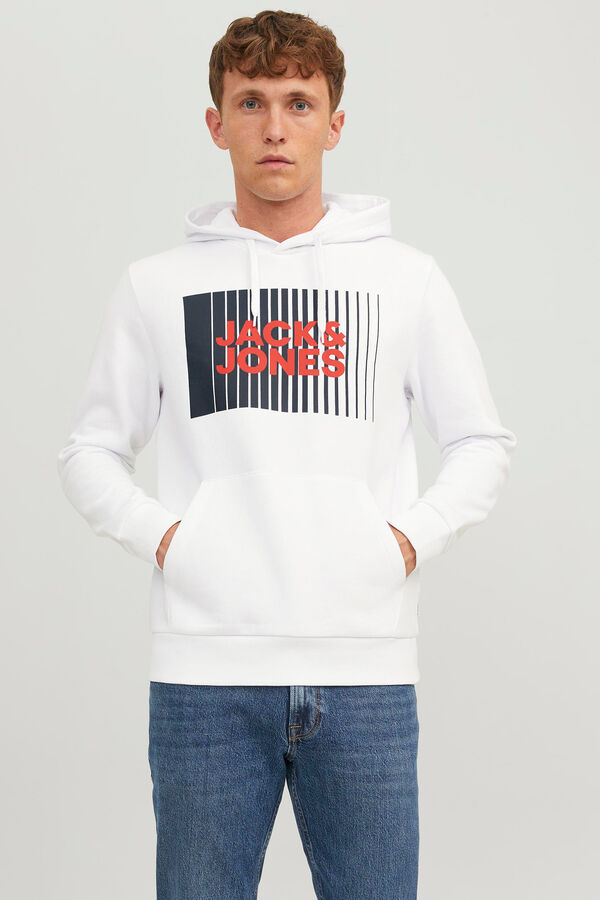 Jack & Jones Sudadera est&aacute;ndar fit capucha blanco
