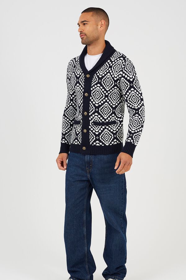 Brave Soul C&aacute;rdigan jacquard cuello en V marfil