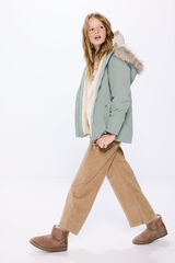 Springfield Kids Parka de pele com capuz de menina verde