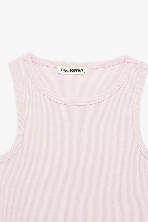 Koton Top canelado ajustado rosa