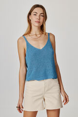 Jack & Jones Top de al&ccedil;as de malha fina azul