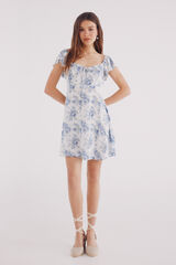 Springfield Vestido curto azul florido branco