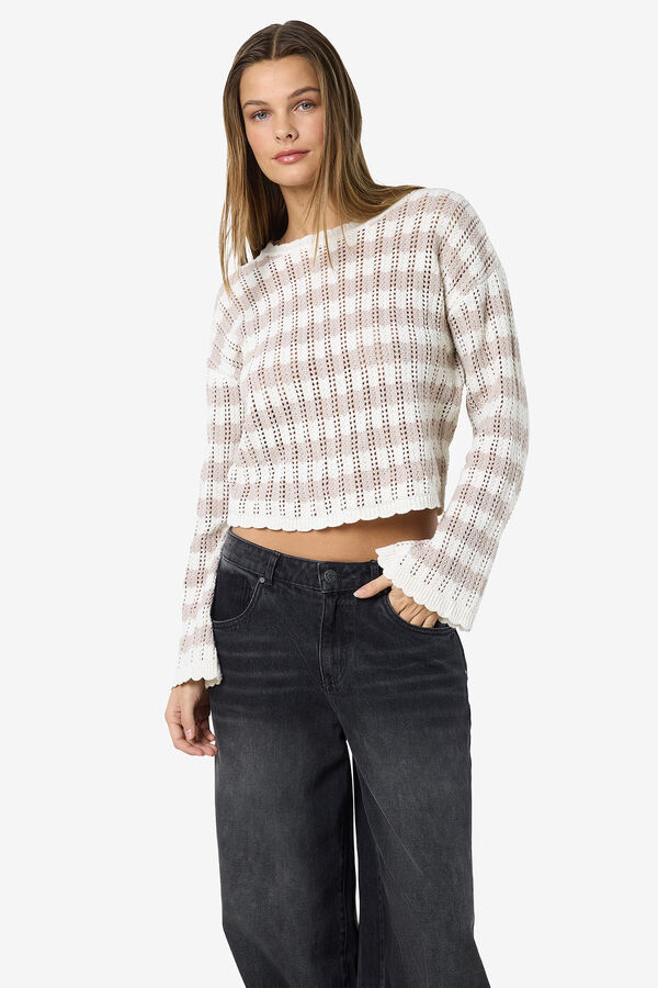 Noisy May Jersey de punto fino de manga larga gris