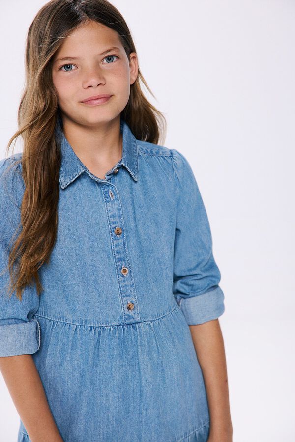 Springfield Kids Vestido camisa denim de menina azul