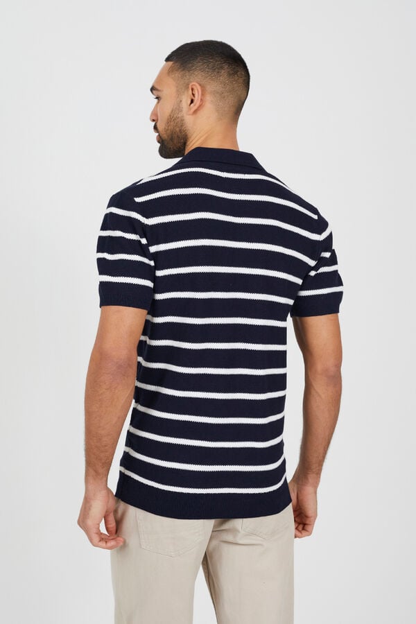 Brave Soul Polo de malha &agrave;s riscas azul