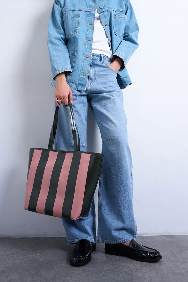 Topshop Mala tote bag &agrave;s riscas rosa