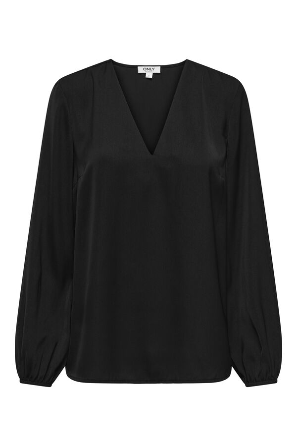 Only Blusa manga larga pu&ntilde;o el&aacute;stico negro