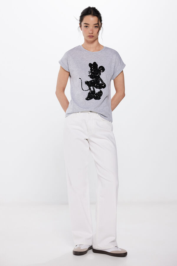 Springfield Camiseta Minnie Lentejuelas gris