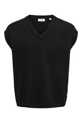 Only & Sons Colete de gola com malha em V preto