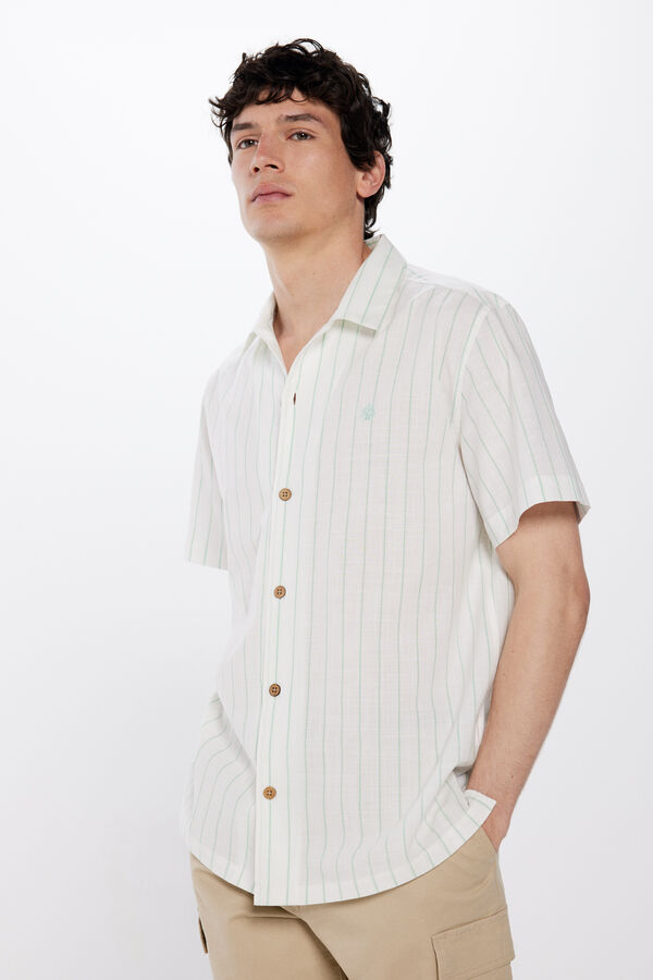 Springfield Camisa de manga curta &agrave;s riscas verde