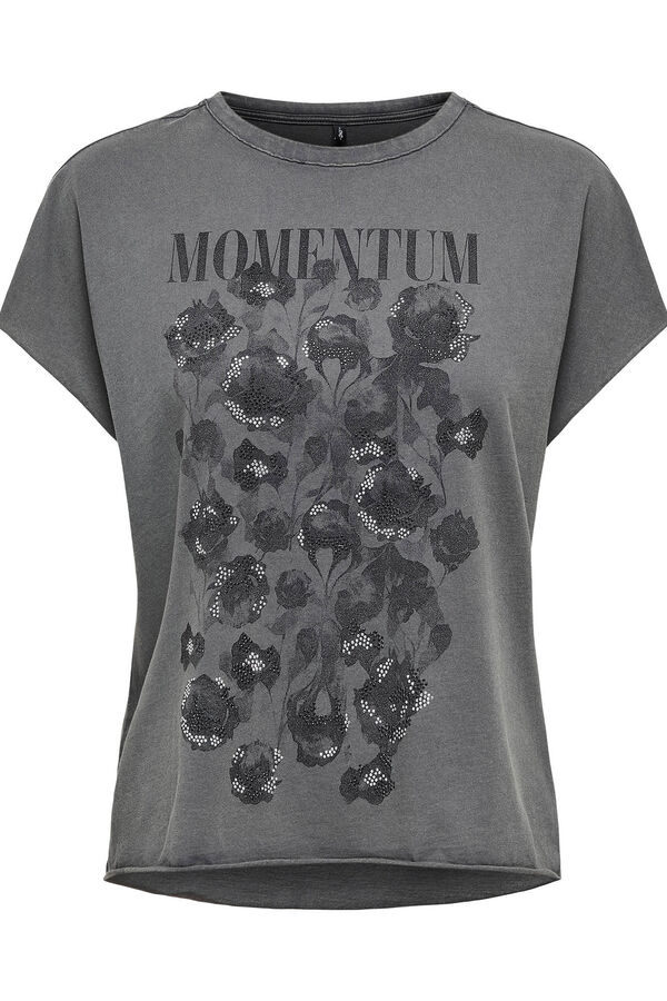 Only Camiseta con manga en corte diagonal gris