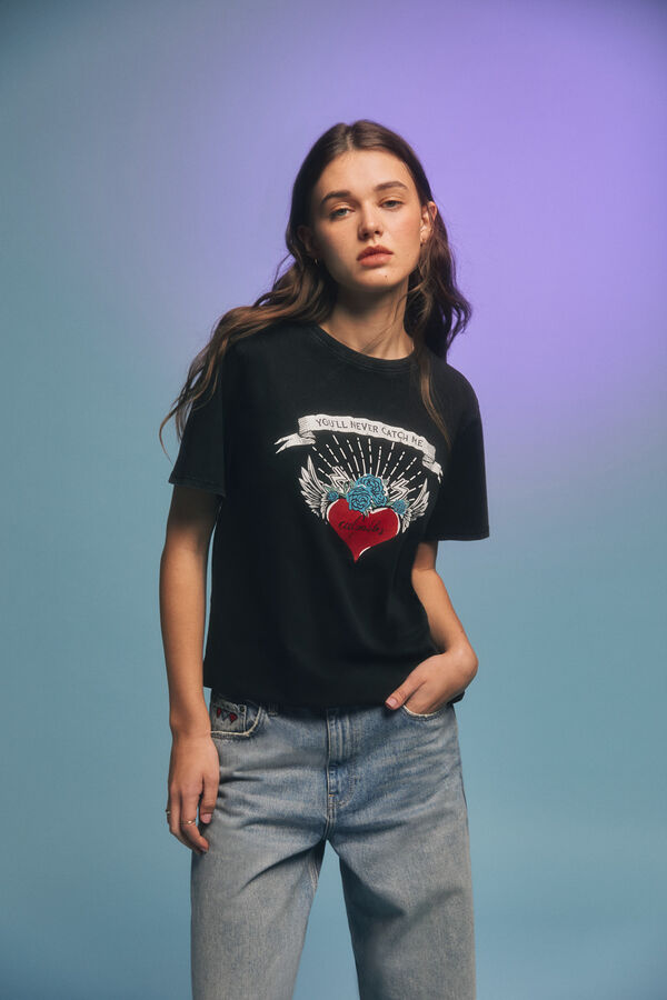 Springfield Camiseta "You´ll never catch me" negro