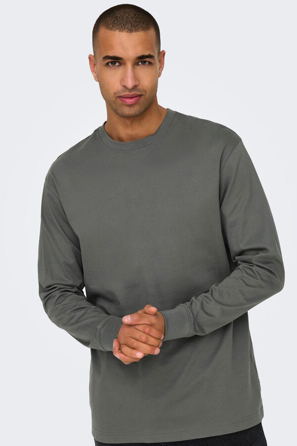 Only & Sons Camiseta relaxed de manga larga gris