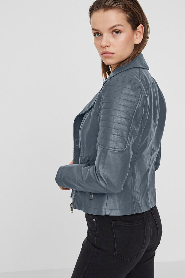 Noisy May Blus&atilde;o biker efeito pele cinzento