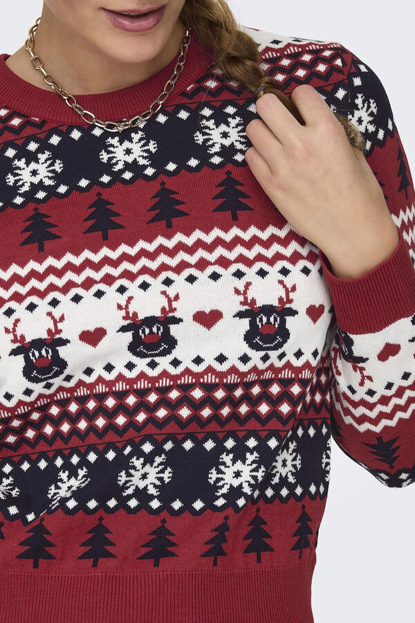 Only Camisola de Natal vermelho
