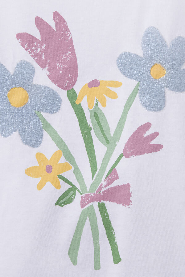 Springfield Kids Camiseta flores ni&ntilde;a beige