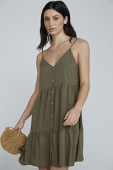 Only Vestido corto tirantes kaki