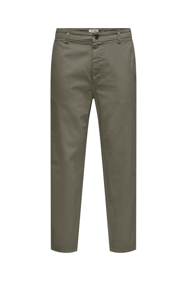 Only & Sons Calças de ajuste cônico masculino cru